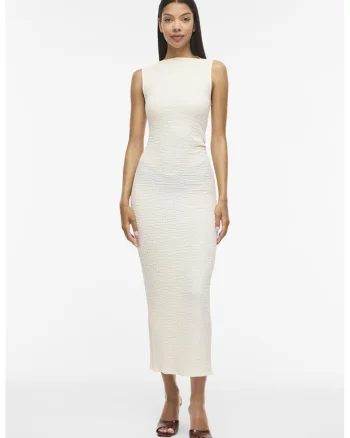 Rochie bodycon cu decolteu barcuta, Alb murdar