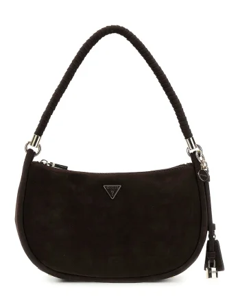 Geanta crossbody de piele ecologica cu aplicatie logo metalica Danya, Maro inchis