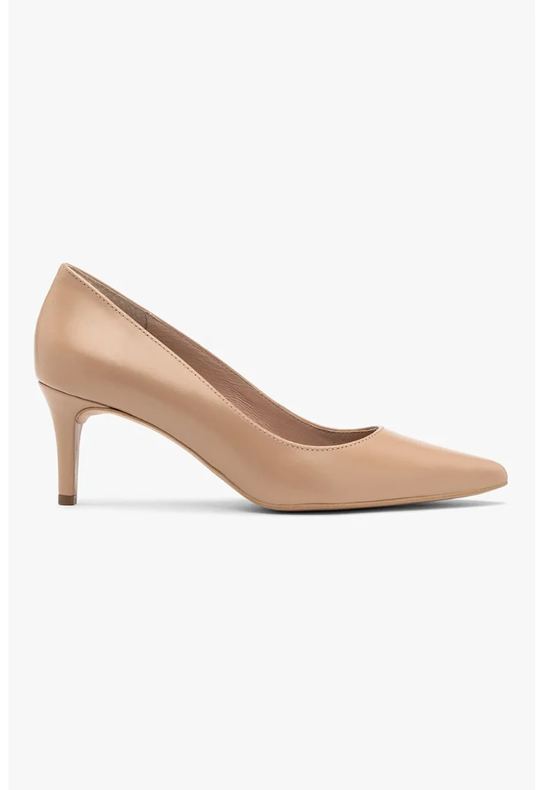 Pantofi de piele cu varf ascutit Joan, Bej