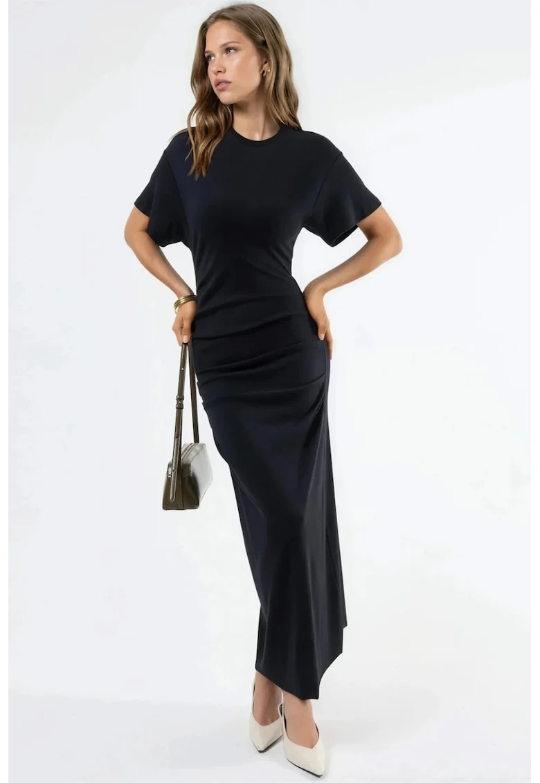 Rochie Midi  Bodycon, Negru, modal/bumbac/elastan