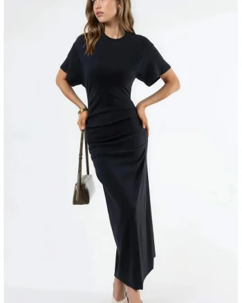 Rochie Midi  Bodycon, Negru, modal/bumbac/elastan