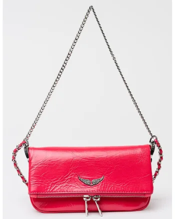 Geanta crossbody din piele Rock Nano, Roz zmeuriu