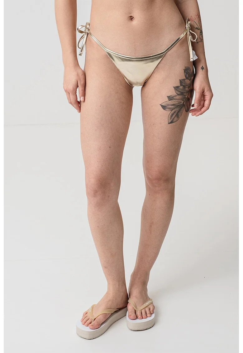 Slip brazilian cu snururi laterale de ajustare, Auriu