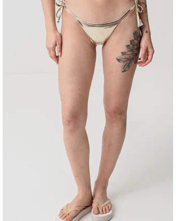 Slip brazilian cu snururi laterale de ajustare, Auriu