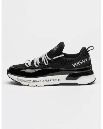 Pantofi sport slip-on cu imprimeu logo, Negru/Argintiu