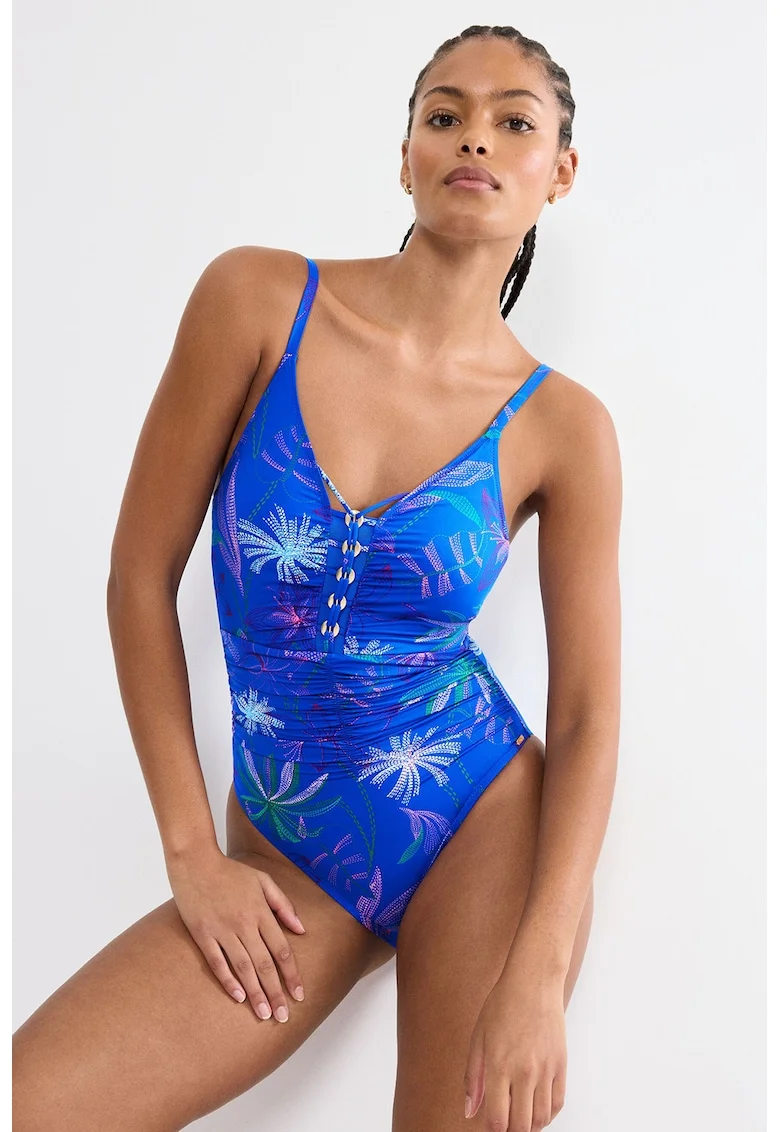 Sutien de baie intreg Summer Tropics, Verde/Albastru royal/Roz