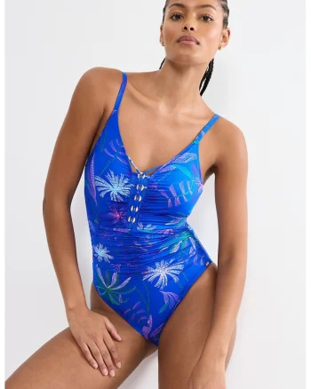 Sutien de baie intreg Summer Tropics, Verde/Albastru royal/Roz