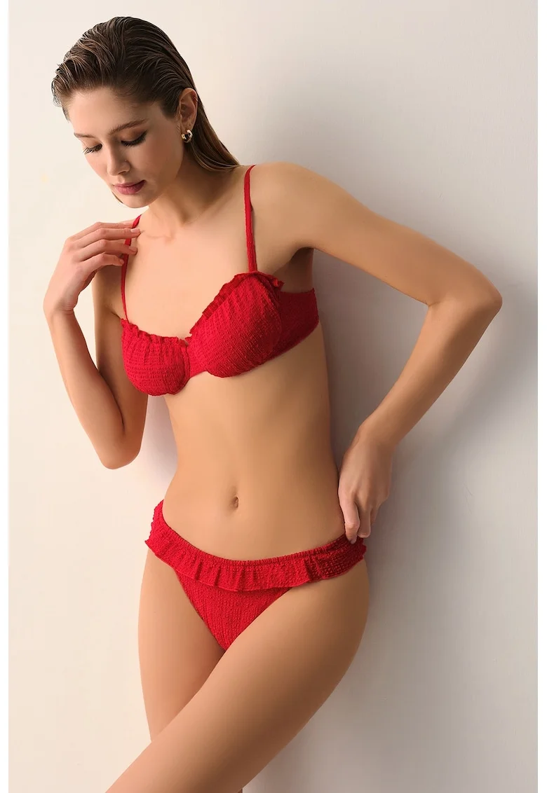Slip texturat cu franjuri Chris, Rosu