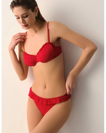 Slip texturat cu franjuri Chris, Rosu