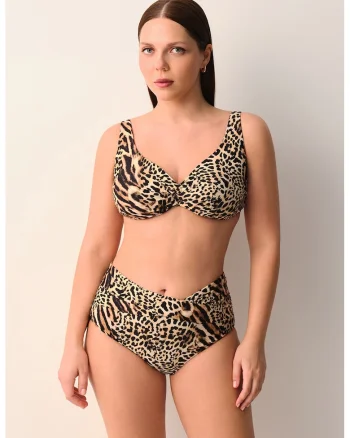 Slip cu model animal print, Negru/Maro/Maro nisip
