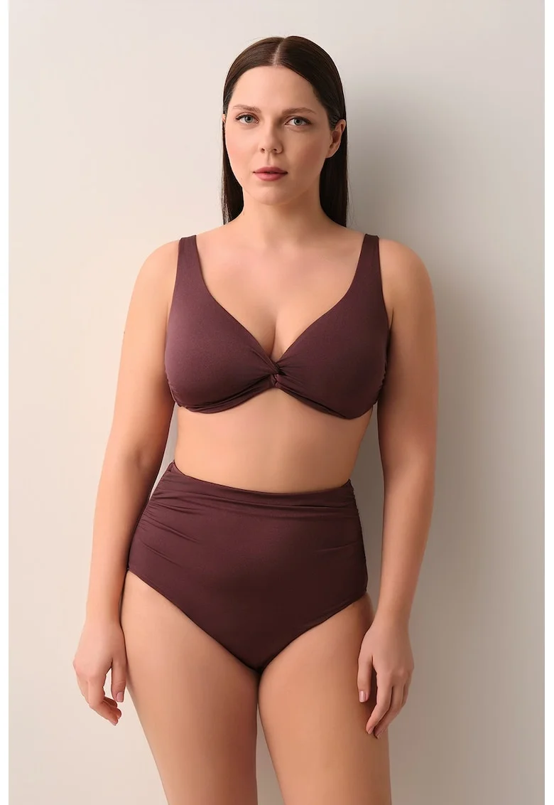 Slip cu talie inalta, Maro cognac