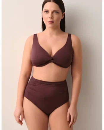 Slip cu talie inalta, Maro cognac