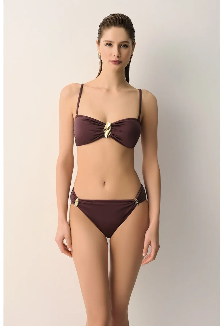 Slip cu accesorii metalice Classic, Maro cognac