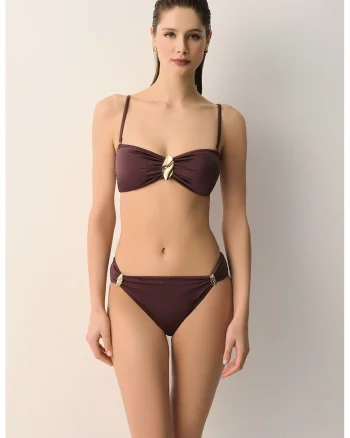 Slip cu accesorii metalice Classic, Maro cognac
