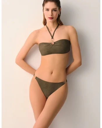 Slip cu detalii metalice laterale Misty, Kaki inchis