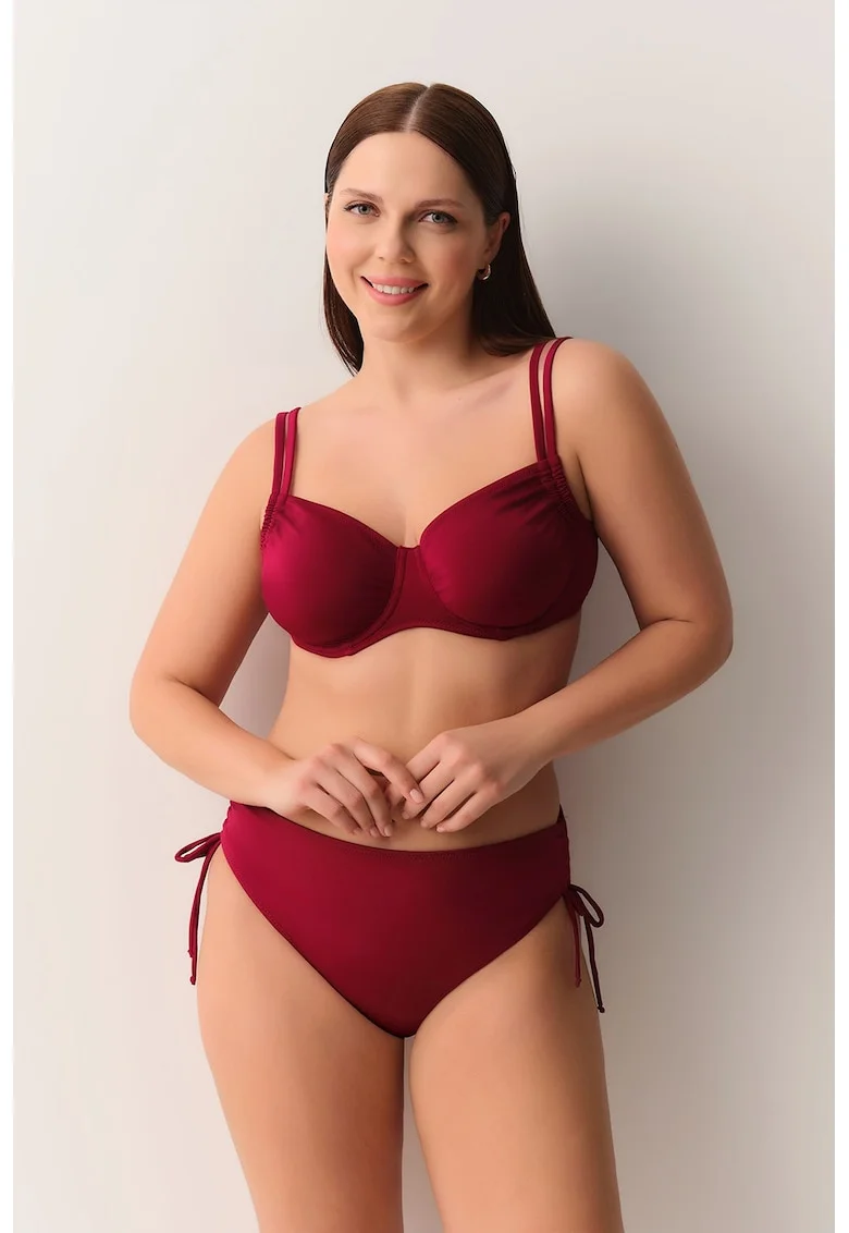 Sutien cu model uni si bretea ajustabila, Rosu inchis