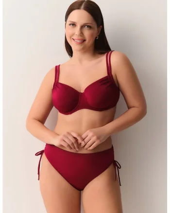 Sutien cu model uni si bretea ajustabila, Rosu inchis