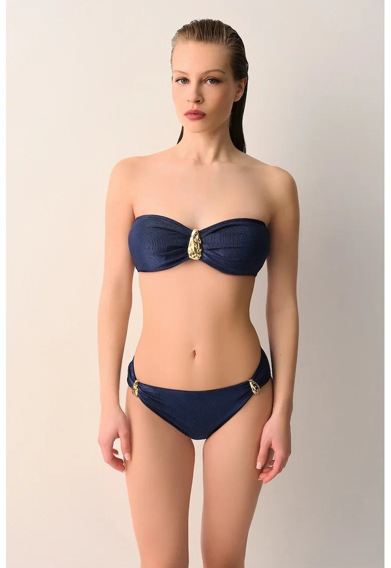 Slip striat cu detalii metalice Aria, Bleumarin