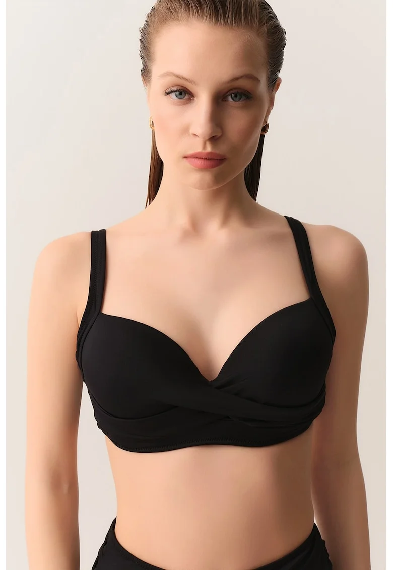 Sutien de baie cu model rasucit, Negru