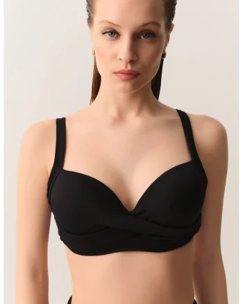 Sutien de baie cu model rasucit, Negru