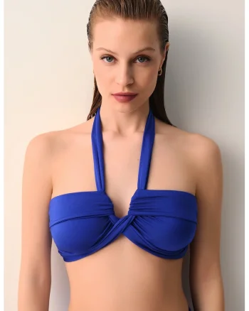 Sutien de baie cu decolteu halter Martha, Albastru royal
