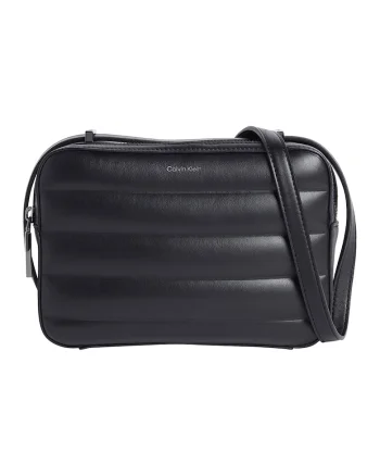 Geanta crossbody de piele ecologica cu aspect matlasat, Negru