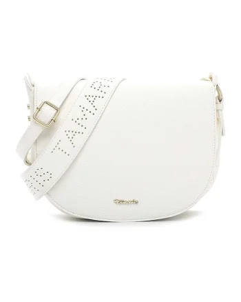 Geanta crossbody de piele ecologica, Alb murdar