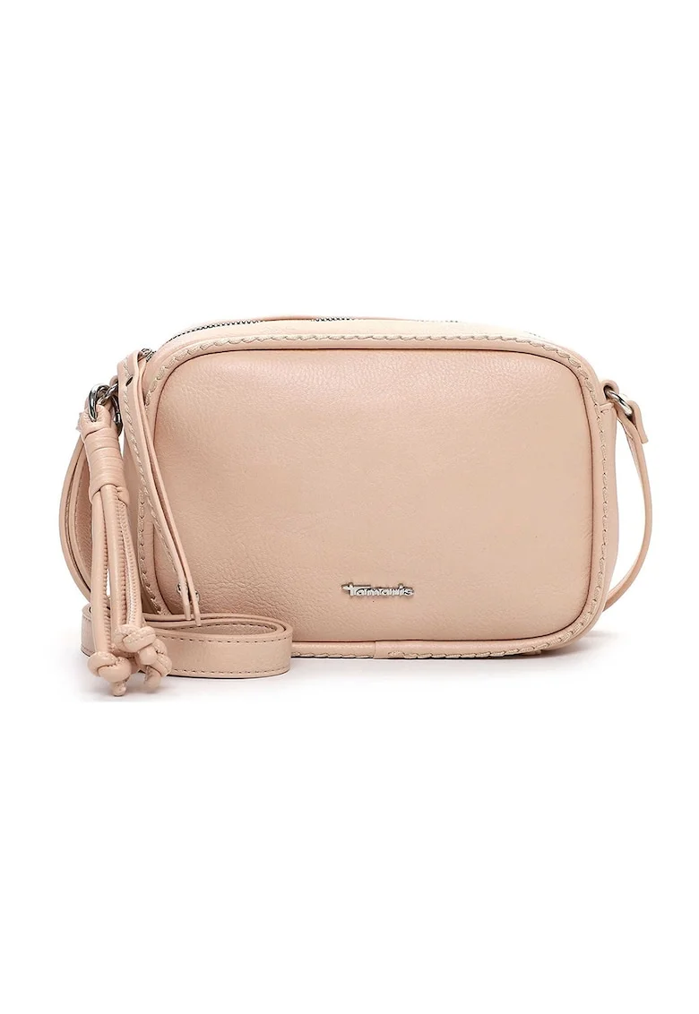 Geanta crossbody de piele ecologica cu aplicatie logo metalica, Piersica