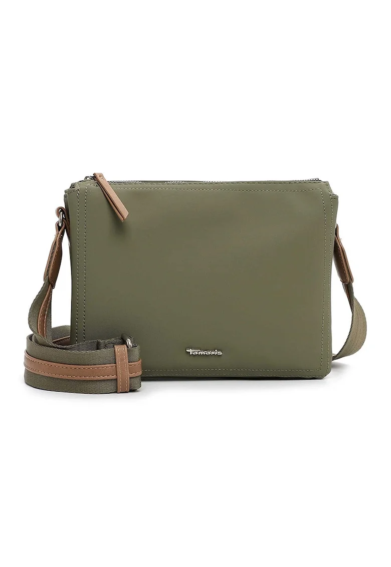 Geanta crossbody cu trei compartimente, Kaki