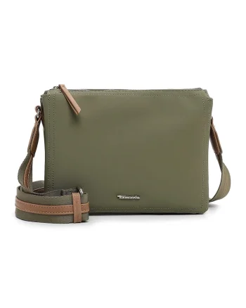 Geanta crossbody cu trei compartimente, Kaki