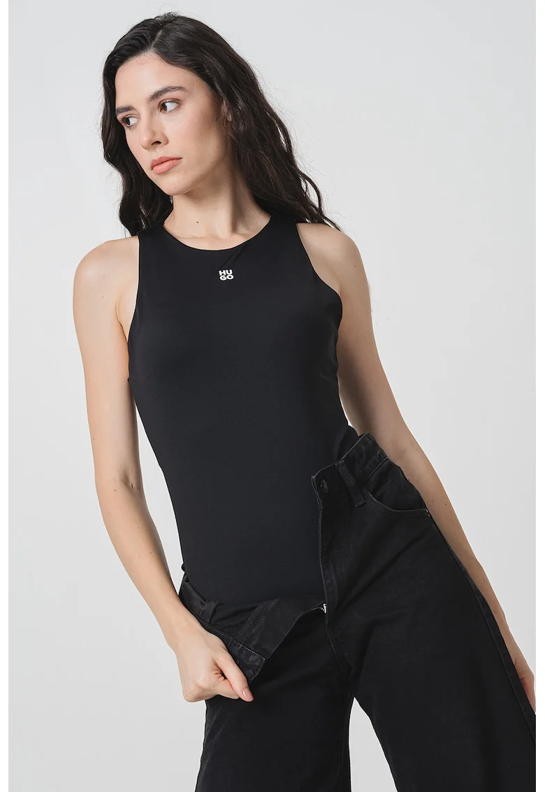 Body slim fit uni, Negru