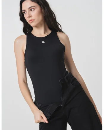 Body slim fit uni, Negru