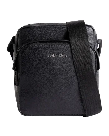 Geanta crossbody de piele ecologica cu buzunar exterior, Negru
