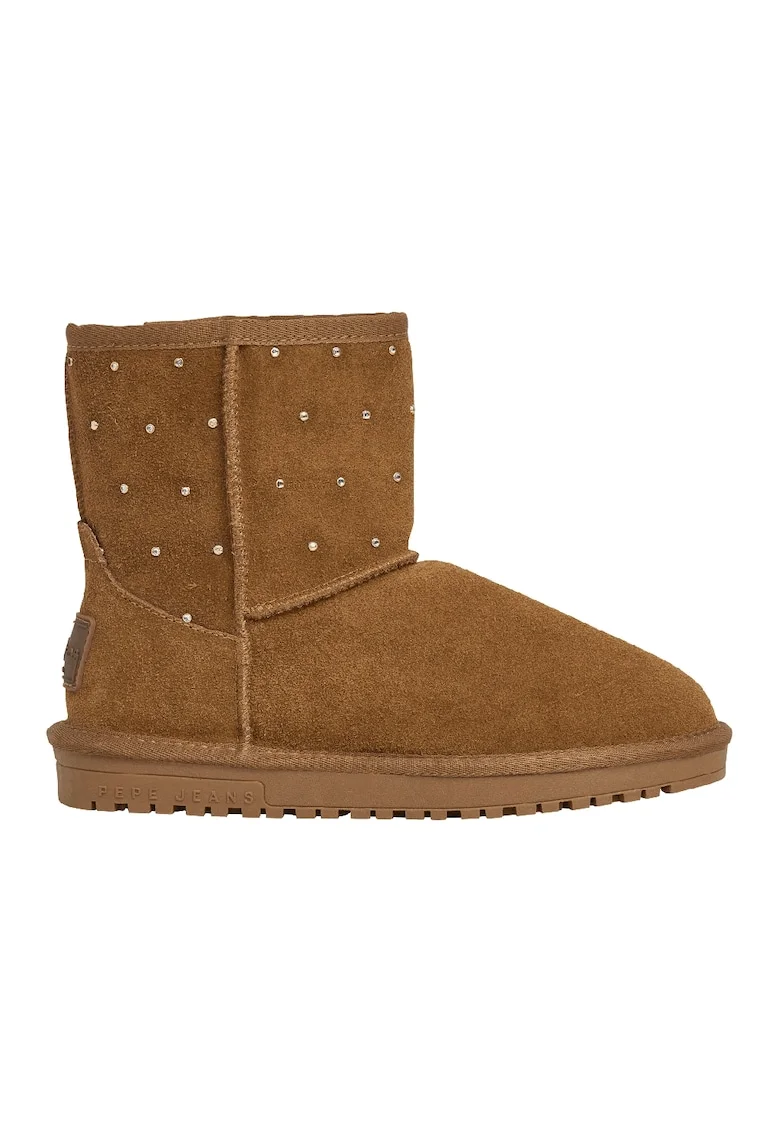 Ghete slip-on din piele intoarsa, Caramel
