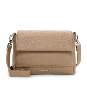 Geanta crossbody de piele ecologica cu aspect texturat, Maro nisip