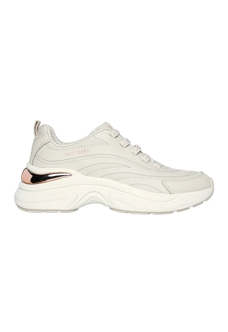 Pantofi sport slip-on cu insertii textile, Crem