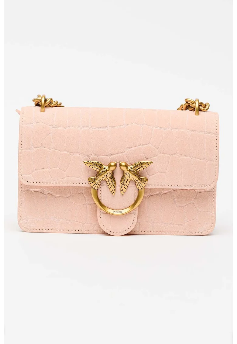 Geanta crossbody de piele nabuc Love One, Piersiciu