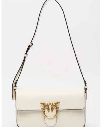 Geanta crossbody de piele Love One, Alb