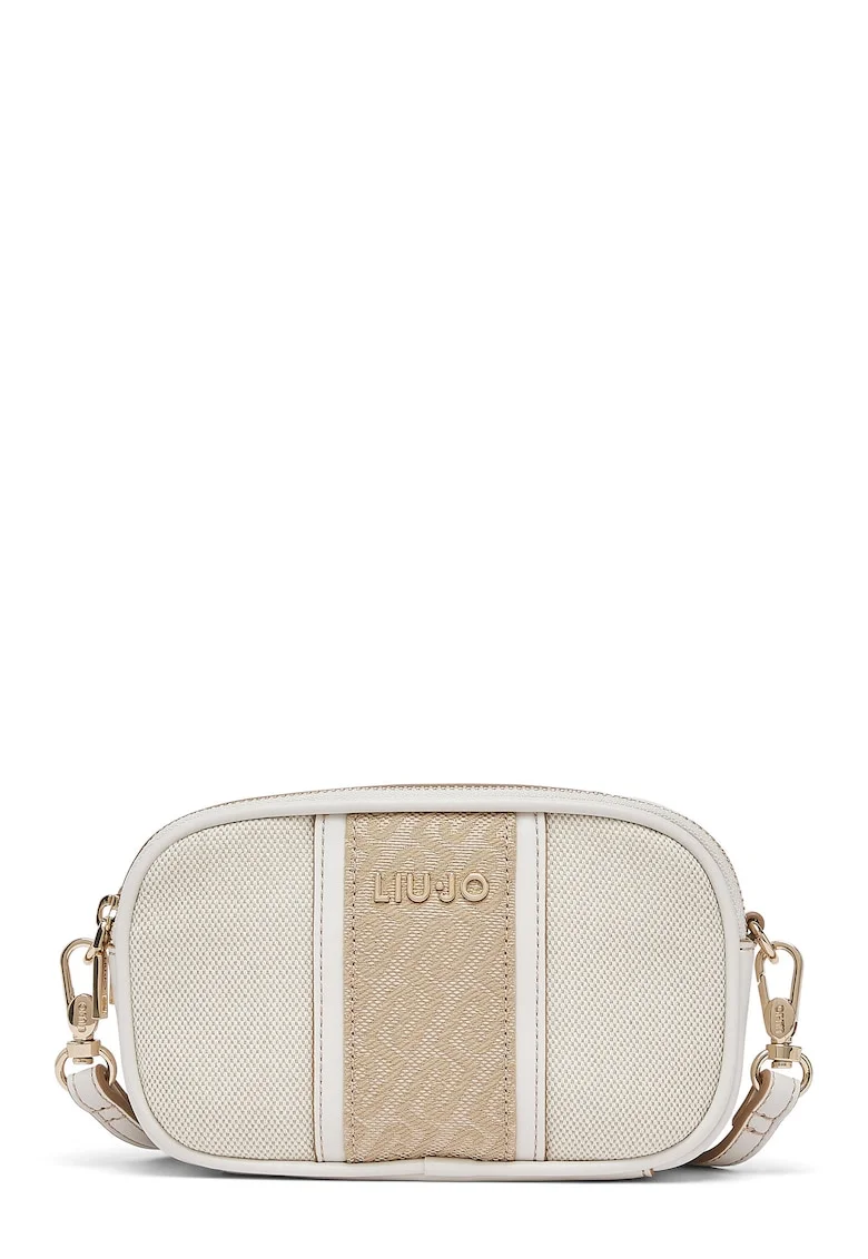 Geanta crossbody cu detaliu logo, Bej/Bej deschis