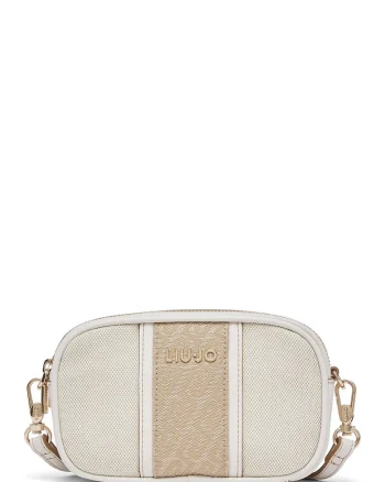 Geanta crossbody cu detaliu logo, Bej/Bej deschis
