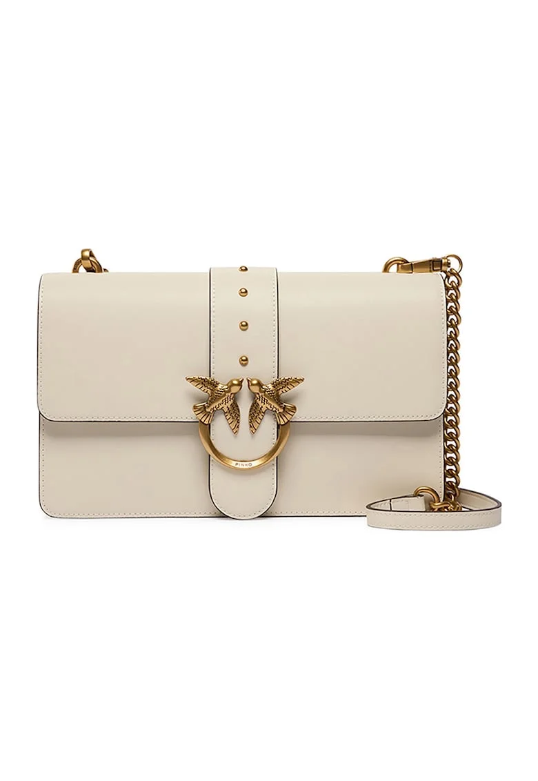 Geanta crossbody de piele cu doua compartimente, Bej
