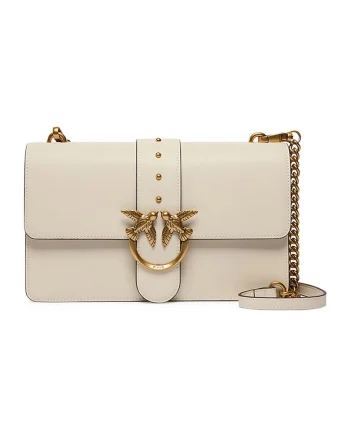 Geanta crossbody de piele cu doua compartimente, Bej