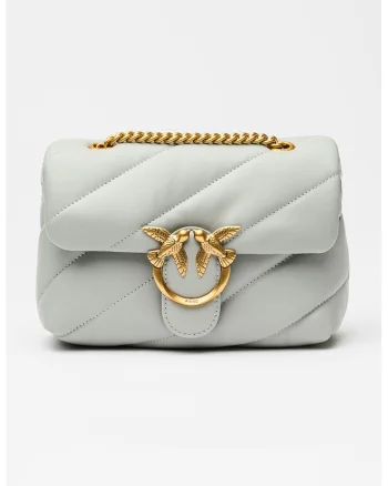 Geanta crossbody de piele Love Puff, Gri deschis