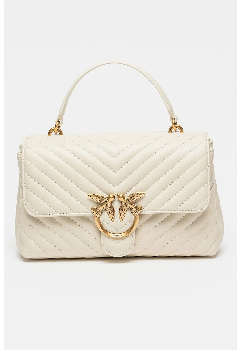 Geanta crossbody de piele Love Lady Puff, Alb murdar