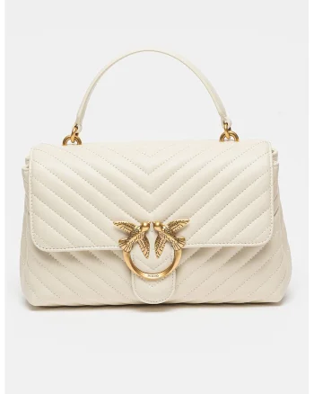 Geanta crossbody de piele Love Lady Puff, Alb murdar