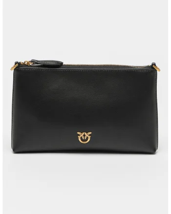 Geanta crossbody cu bareta detasabila de umar Flat, Negru