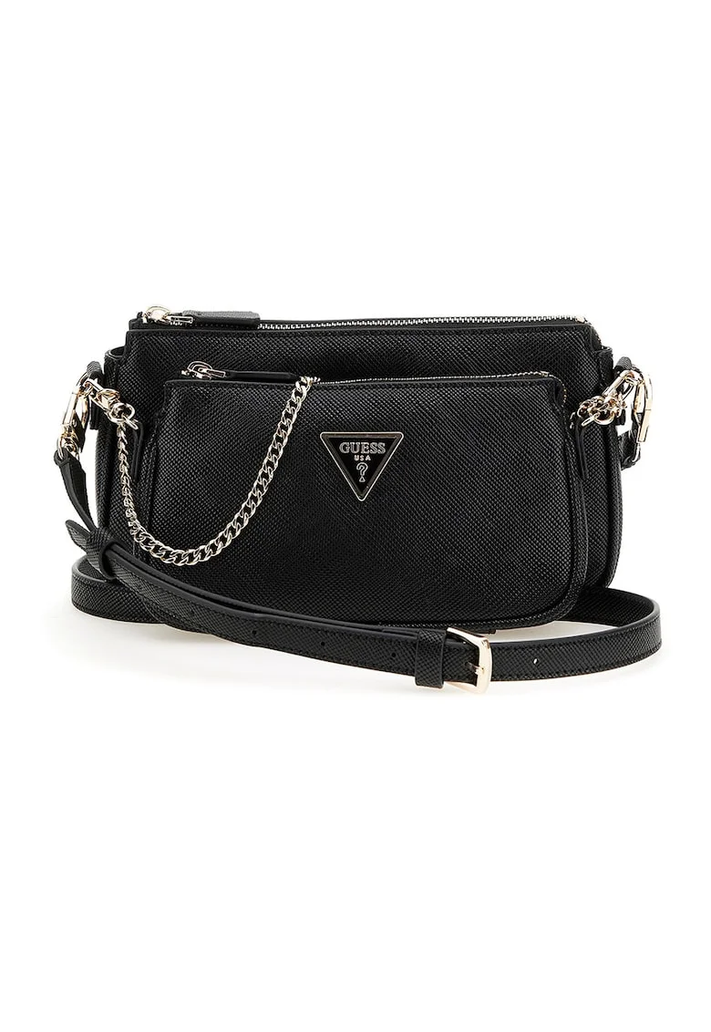 Geanta crossbody din piele ecologica cu etui detasabil, Negru