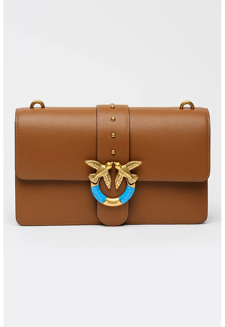 Geanta crossbody din piele Love One, Caramel