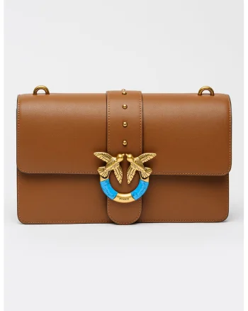 Geanta crossbody din piele Love One, Caramel