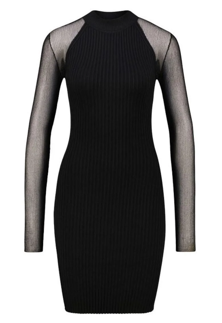 Rochie bodycon Stasie cu maneci din plasa,